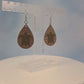 Sea Turtle Top View Walnut Wood Veneer & Olive Green Leatherette Earrings