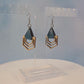 Light Wood Polygon and Blue Leatherette Dangle Earrings