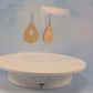 Tulip Flower Maple Wood Veneer & White Leatherette Earrings