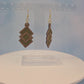Geometric Wood Veneer & Olive Green Leatherette Earrings