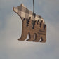 Bear Ornament - Black / White Buffalo Plaid Layered Wood