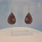 Sunflower Wood and Maroon Leatherette Dangle Earrings - Side View