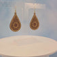 Mandala Cherry Wood Veneer and Brown Leatherette Teardrop Earrings