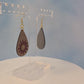 Sunflower Wood and Maroon Leatherette Dangle Earrings - Simple Front View