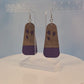 Large Purple Floral Dark Wood Veneer & Leatherette Dangle Earring
