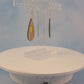 Tulip Flower Cherry Wood Veneer & Yellow Leatherette Earrings
